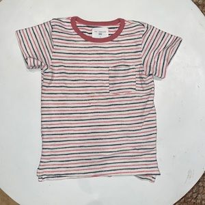 Girl’s Sol Angeles terry cloth striped tee size 4T in pink/cream/navy